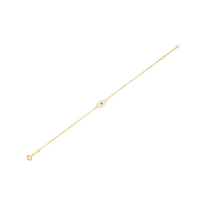 14k Yellow Gold MOP Evil Eye Bracelet