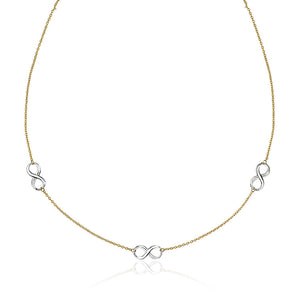 14k Two-Tone Gold Chain Necklace with Polished Infinity Stations