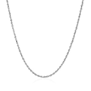 10k White Gold Solid Diamond Cut Rope Chain 1.4mm