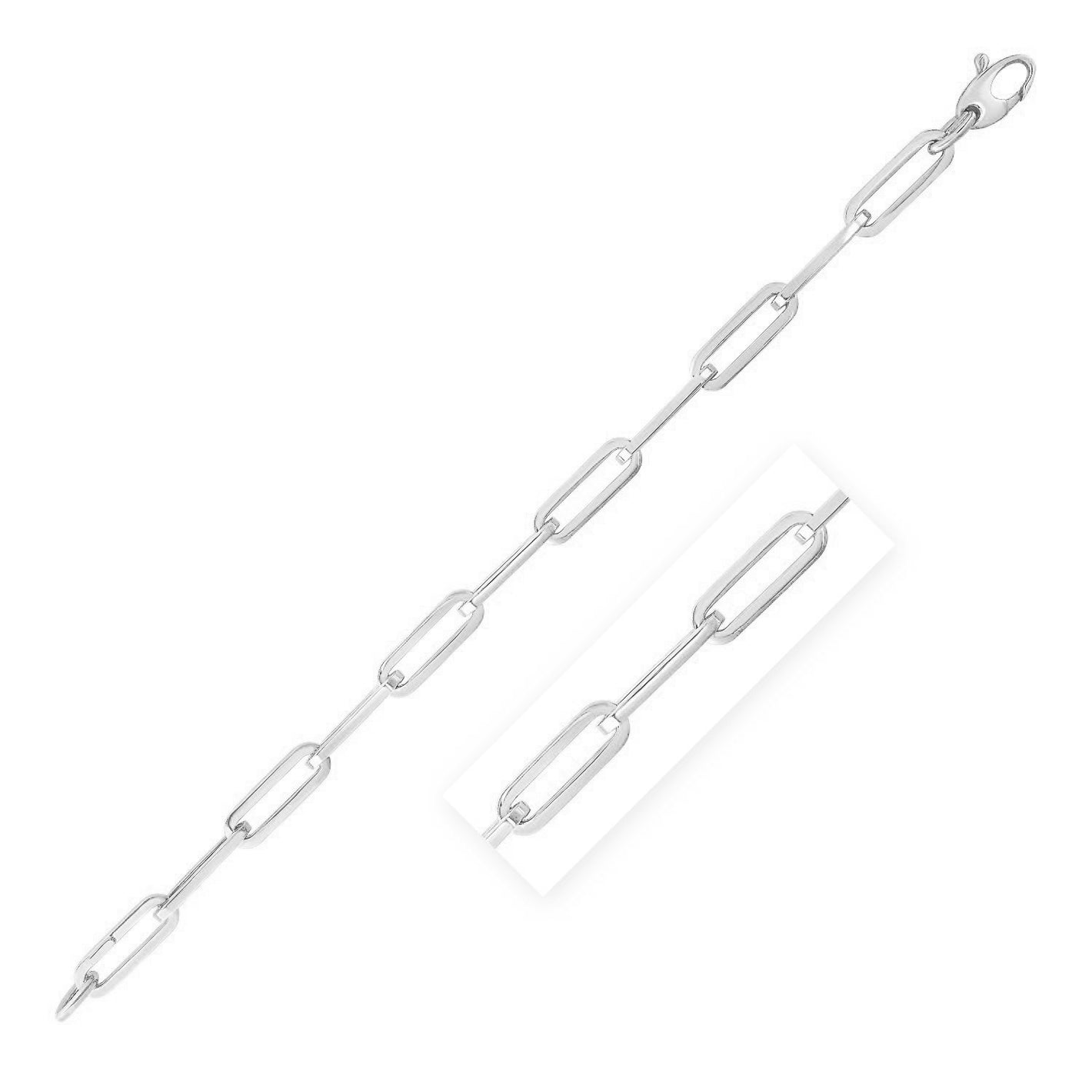 14K White Gold Wide Paperclip Chain (6.1mm)