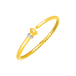 14k Yellow Gold Hinged Bangle Bracelet with Diamonds