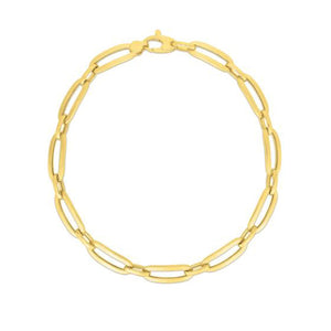 14k Yellow Gold 7 1/4 inch Bombay Paperclip Chain Bracelet