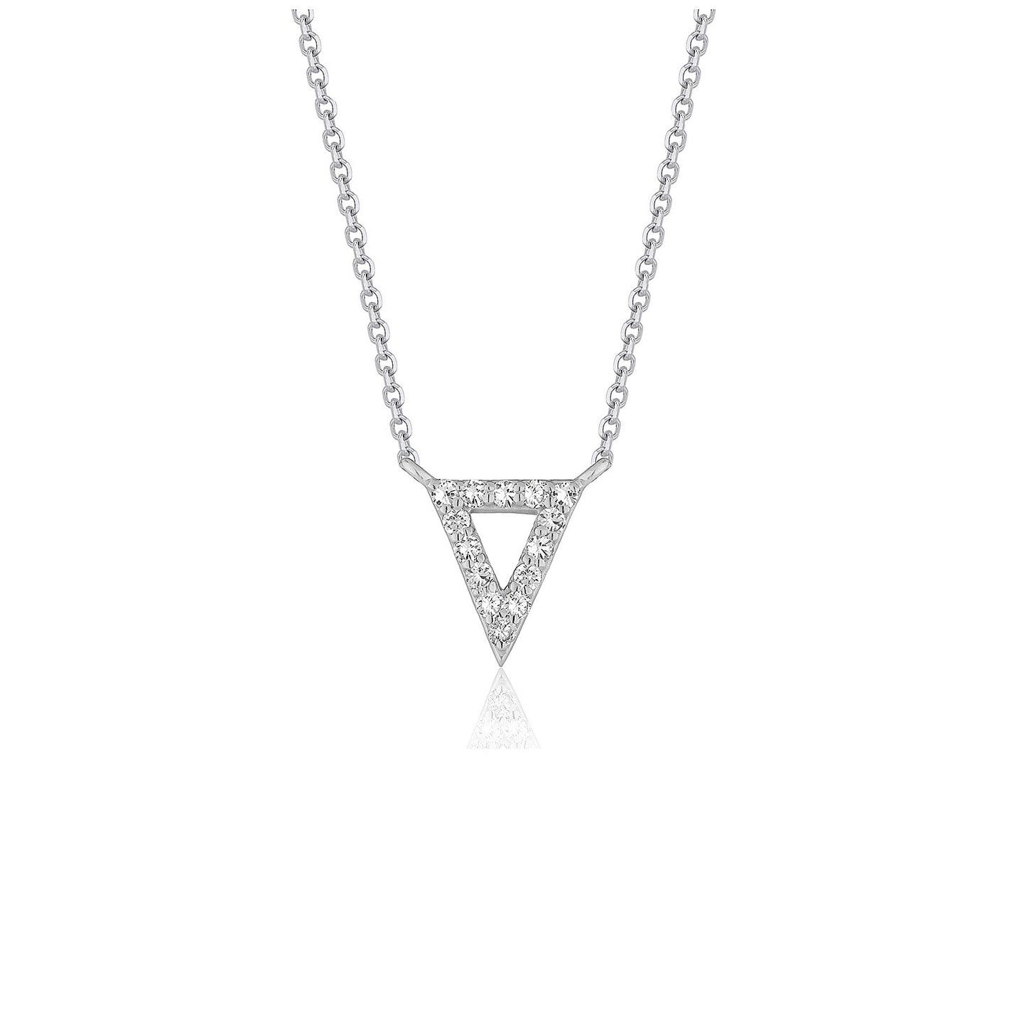 Diamond Inverted Triangle Pendant in 14k White Gold