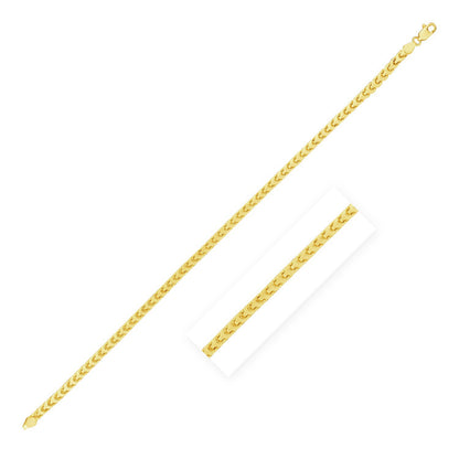 3.1mm 14k Yellow Solid Gold Diamond Cut Round Franco Chain