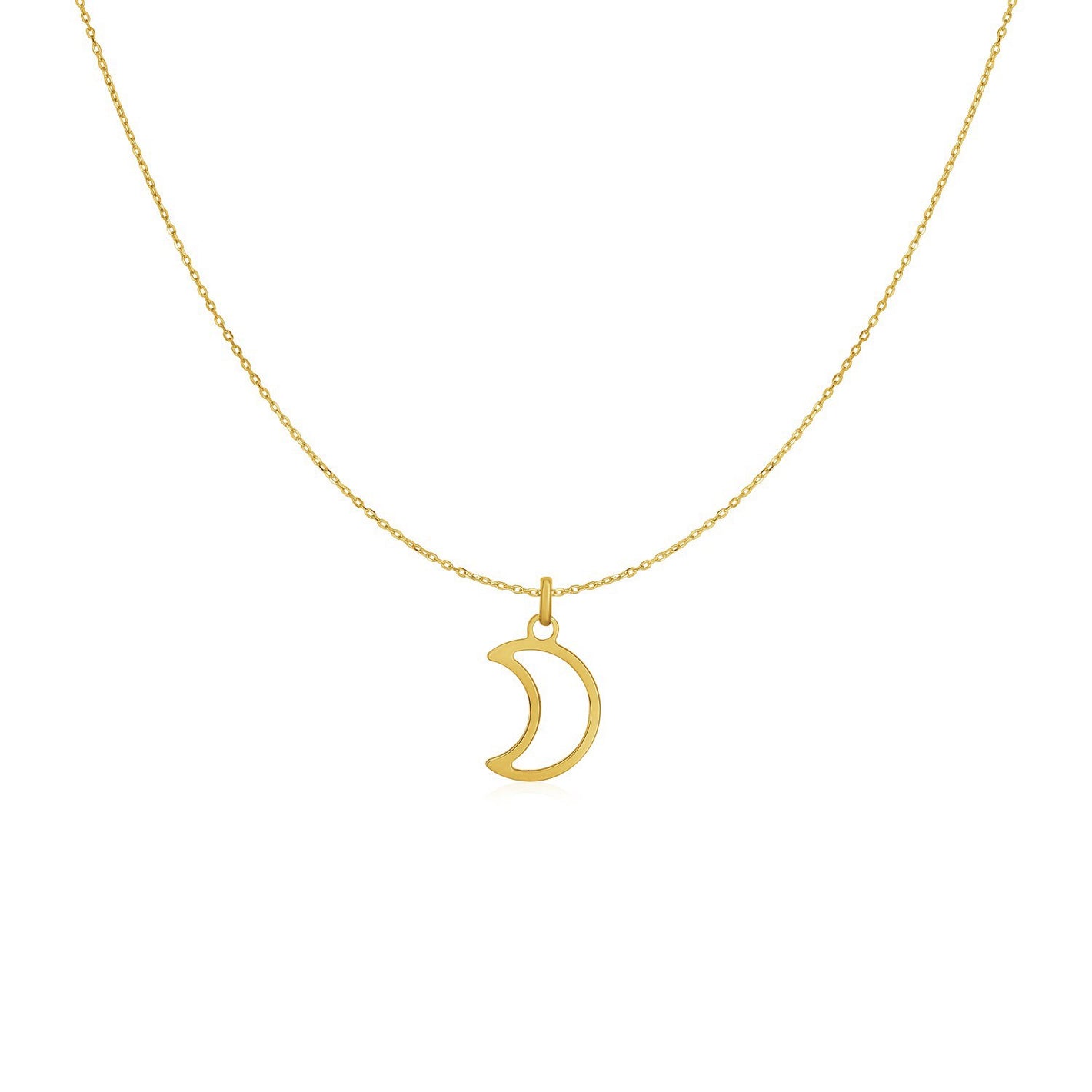 14k Yellow Gold Necklace with Moon