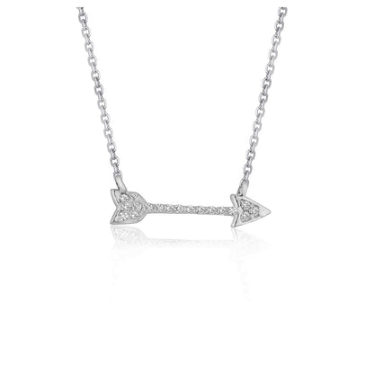 Diamond Arrow Style Pendant in 14k White Gold (1/10 cttw)