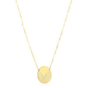 14k Yellow Gold High Polish Stencil Circle Necklace