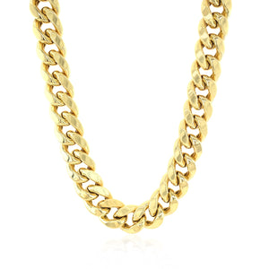 10.75mm 10k Yellow Gold Semi Solid Miami Cuban Chain