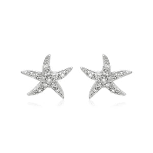 Sterling Silver Starfish Earrings with Cubic Zirconias