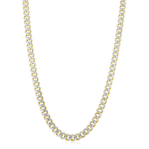 14k Yellow Gold White Pave High Polish Modern Lite Miami Cuban Chain (8.0mm)