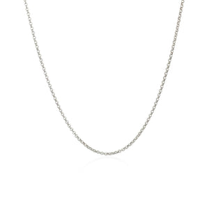 14k White Gold Diamond Cut Rolo Chain 1.1mm