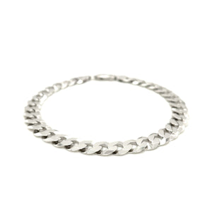 Rhodium Plated 7.9mm Sterling Silver Curb Style Bracelet