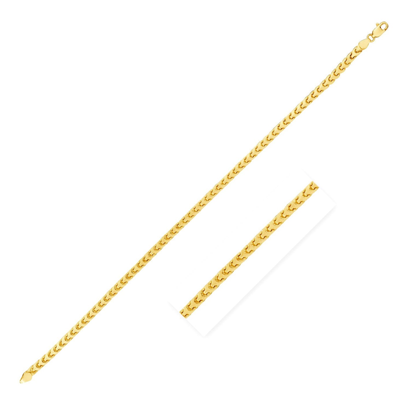 2.2mm 14k Yellow Gold Solid Diamond Cut Round Franco Bracelet