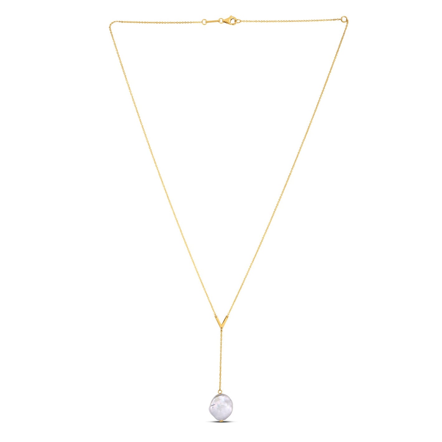 14k Yellow Gold Tesoro Pearl Lariat Necklace