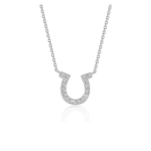 14k White Gold Horseshoe Design Diamond Pendant