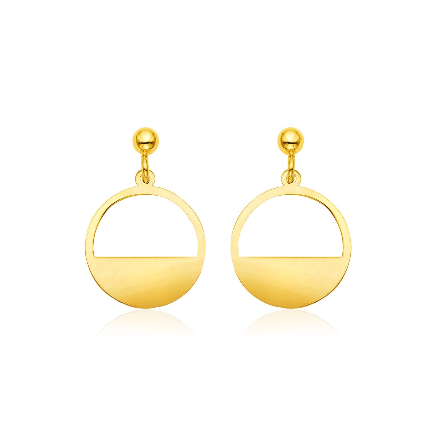 14k Yellow Gold Half Open Circle Earrings