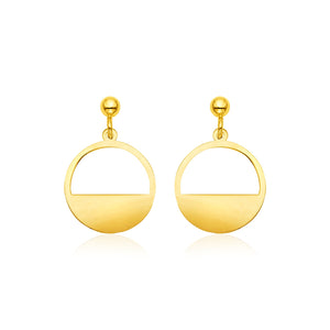 14k Yellow Gold Half Open Circle Earrings