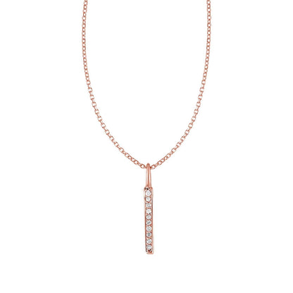 14k Rose Gold Bar Pendant with Diamonds