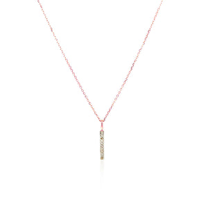 14k Rose Gold Bar Pendant with Diamonds