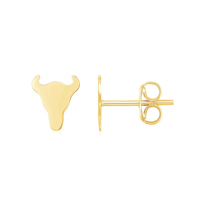 14K Yellow Gold Longhorn Earrings