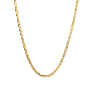 3.2mm 10k Yellow Gold Classic Solid Miami Cuban Chain