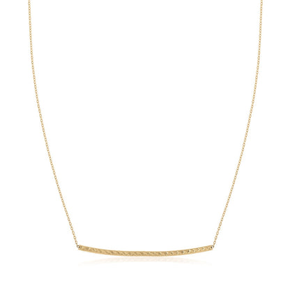 14k Yellow Gold Thin Textured Bar Necklace