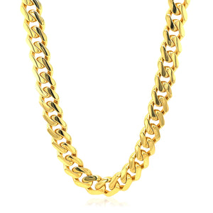 14k Yellow Gold Polished Miami Cuban Chain Necklace