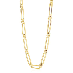 14k Yellow Gold High Polish Elongated Paperclip Jax Link Necklace