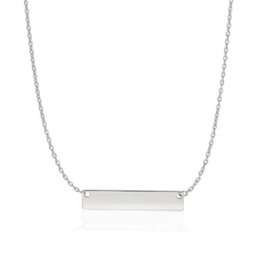 14k White Gold Smooth Flat Horizontal Bar Style Necklace