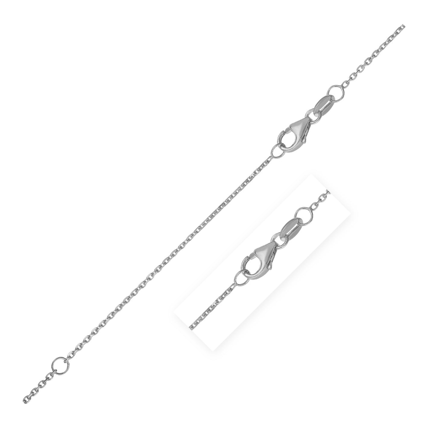 Double Extendable Diamond Cut Cable Chain in 14k White Gold (0.8mm)