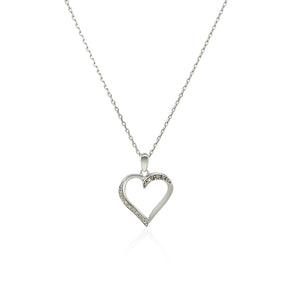 Women's Sterling Silver Twisted Open Heart Diamond Accented Pendant (.04 cttw)