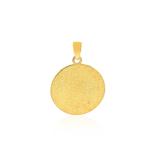 14k Two Tone Gold Round Textured Religious Medal Pendant (Men's / Women's)