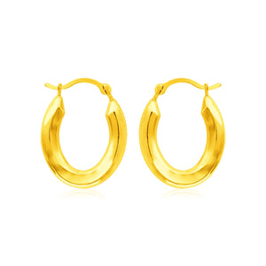 14k Yellow Gold Polished Oval Hoop Earrings