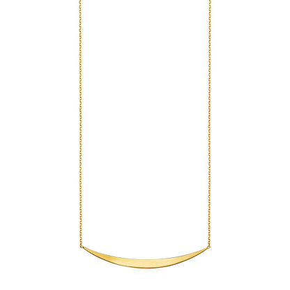 14k Yellow Gold Necklace with Polished Curved Bar Pendant