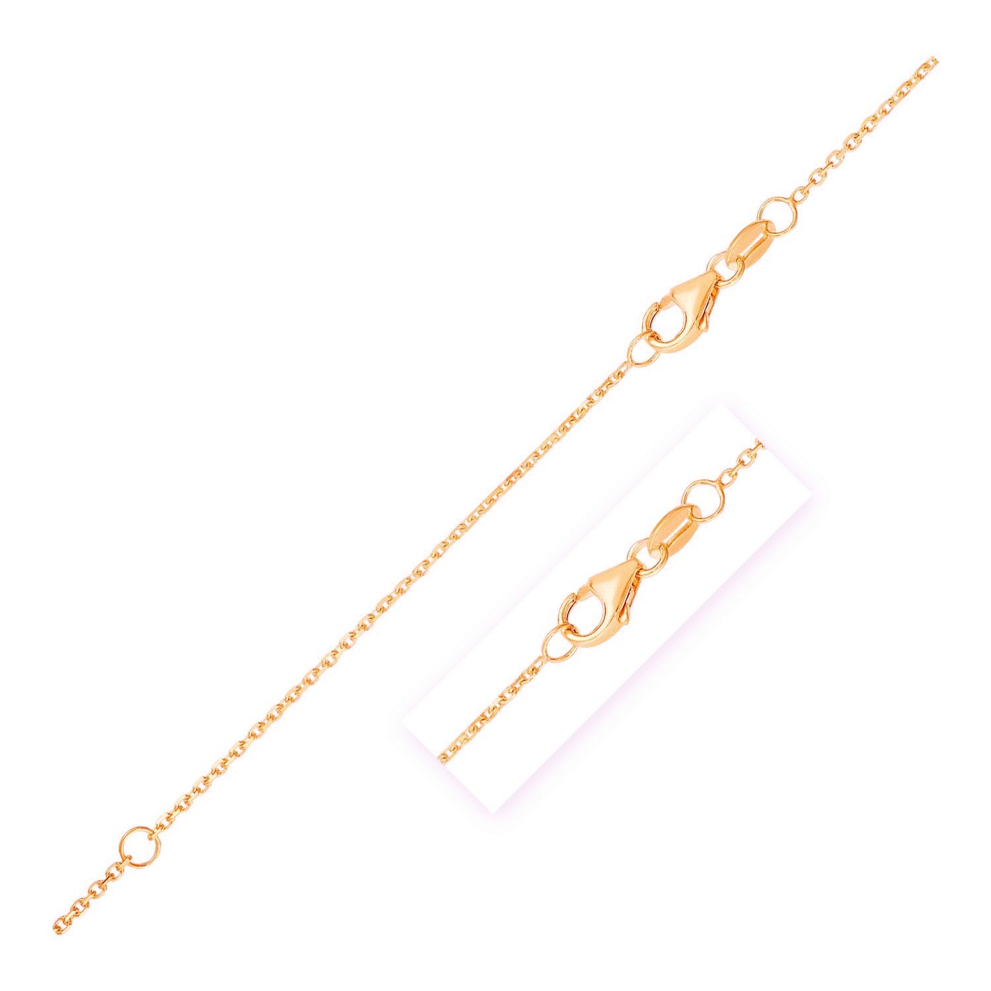 Double Extendable Diamond Cut Cable Chain in 10k Rose Gold (0.87mm)