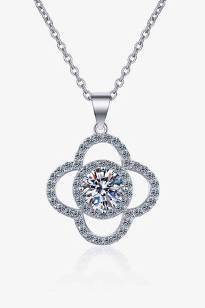 Floral Pendant 1 Carat Moissanite Sterling Silver Necklace