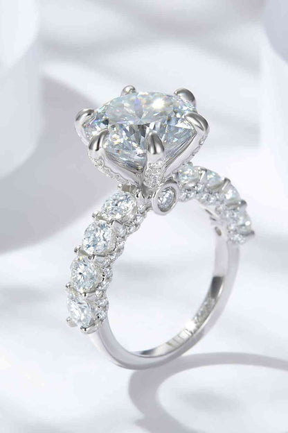 3-Carat Moissanite Engagement Platinum-Plated Side Stone Ring