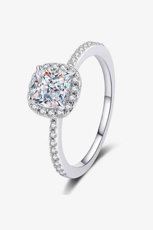 Halo Style Moissanite Sterling Silver Ring