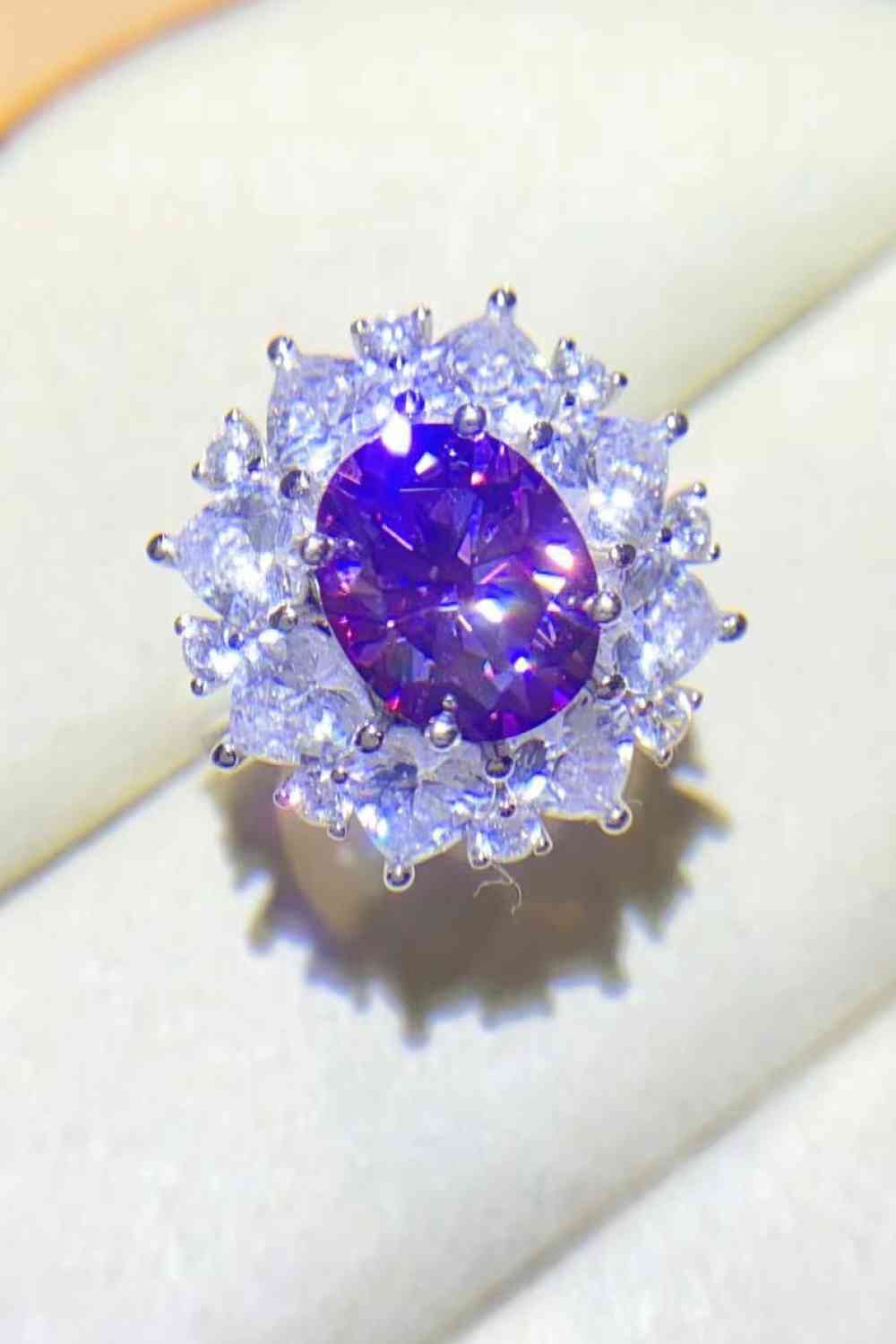 3 Carat Purple Moissanite Platinum-Plated Ring