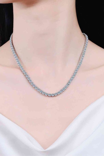 Tennis Chain Moissanite Rhodium-Plated Necklace