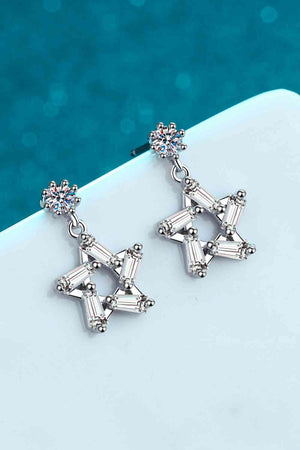 Star-Shaped 925 Sterling Silver Inlaid Moissanite Star Earrings