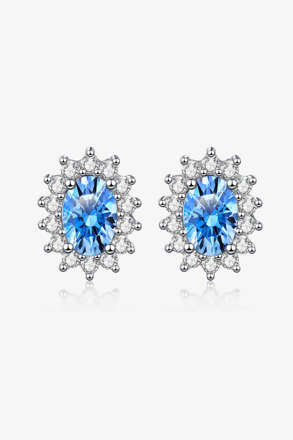 Sky Blue Moissanite Sterling Silver Stud Earrings