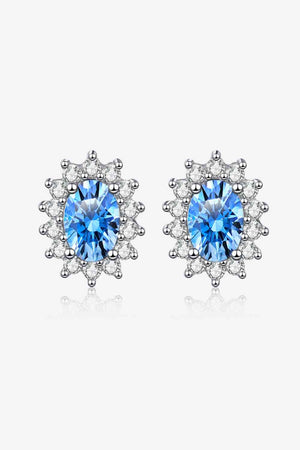 Sky Blue Moissanite Sterling Silver Stud Earrings