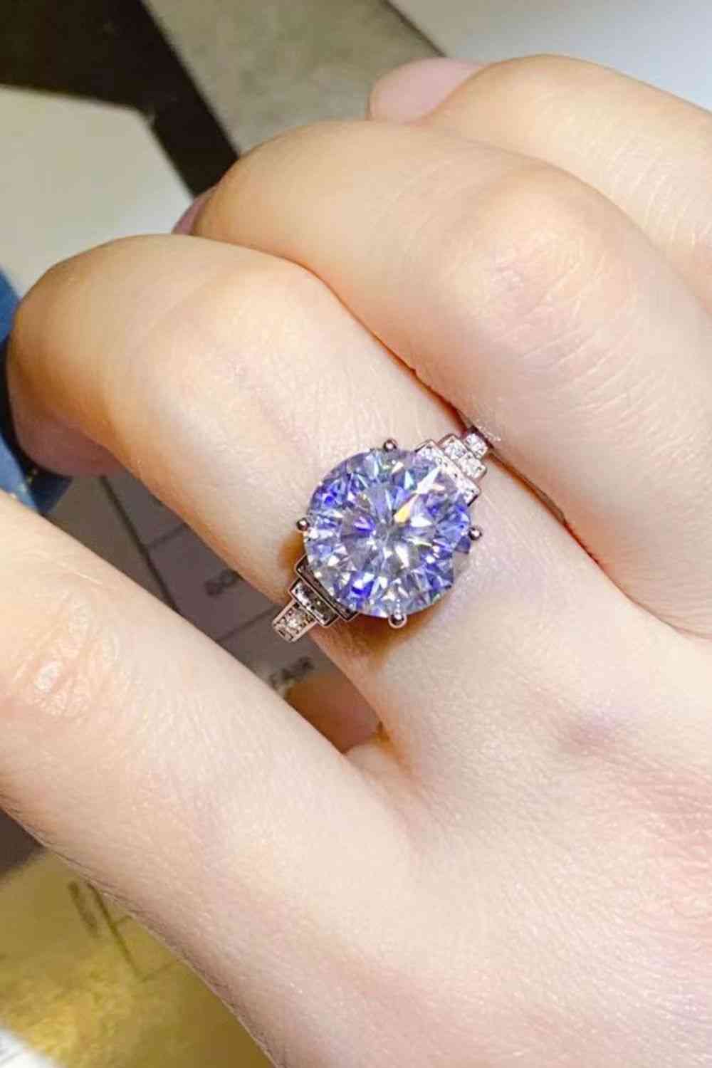 5 Carat White Moissanite Engagement Ring