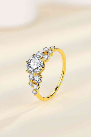 Gold Plated 1 Carat Moissanite Sterling Silver Ring