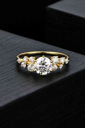 Gold Plated 1 Carat Moissanite Sterling Silver Ring