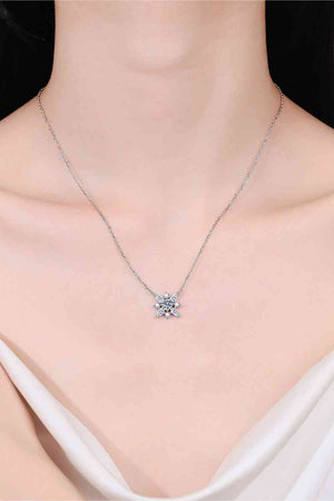 Elegant Starlight Moissanite Pendant in Rhodium-Plated Sterling Silver