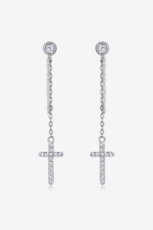 Moissanite 925 Sterling Silver Cross Earrings