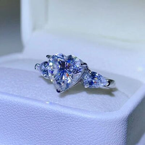 3 Carat Heart-Shaped Moissanite Engagement Ring in 925 Sterling Silver