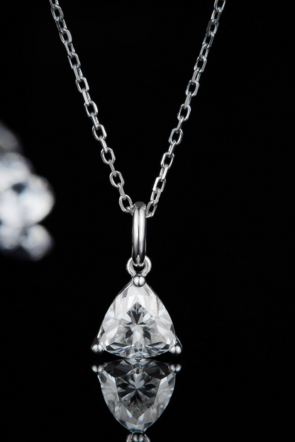 VVS1 Classic Teardrop Moissanite Pendant Sterling Silver Necklace